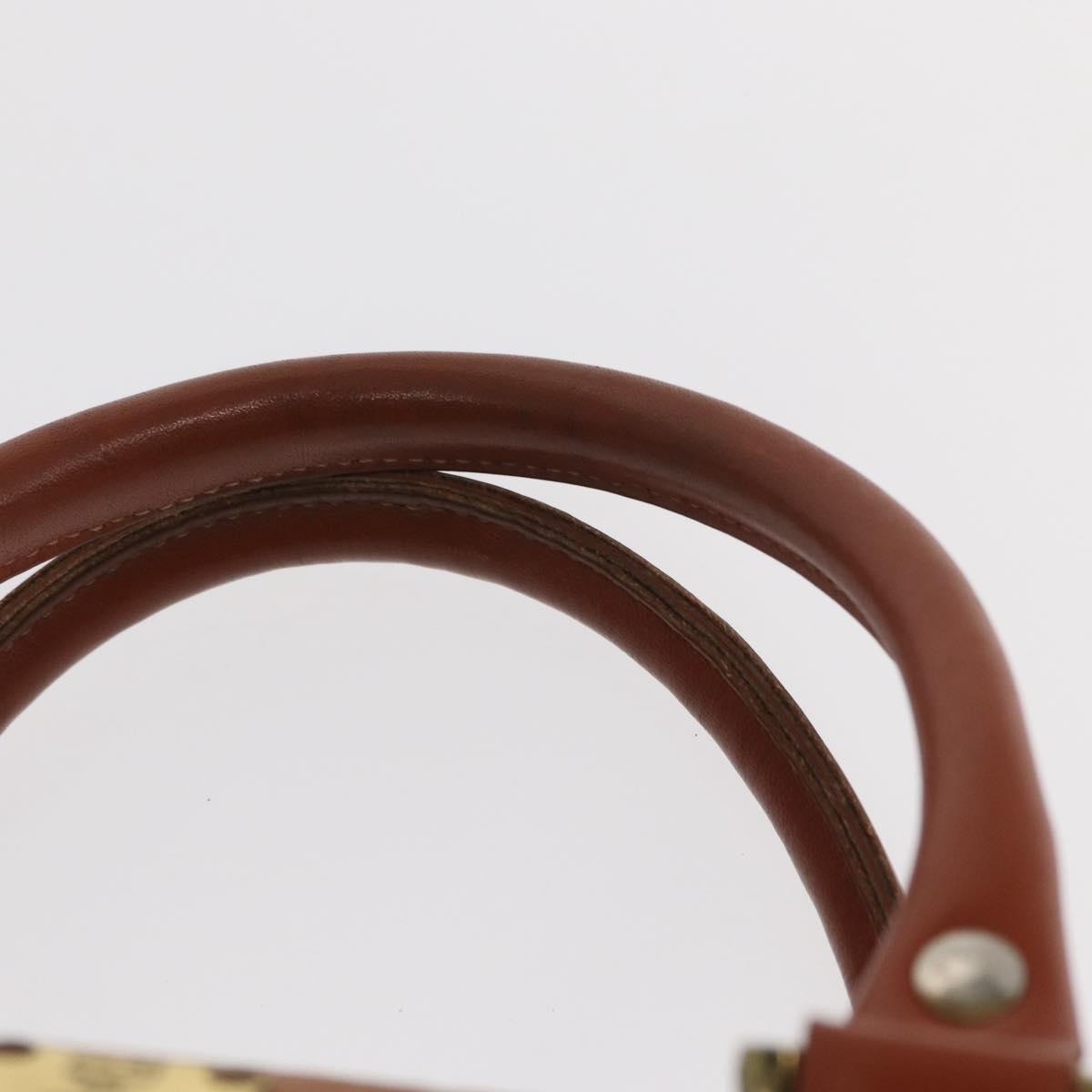 MCM Logogram Vicetos Hand Bag PVC Leather Brown Gold Auth BA8427