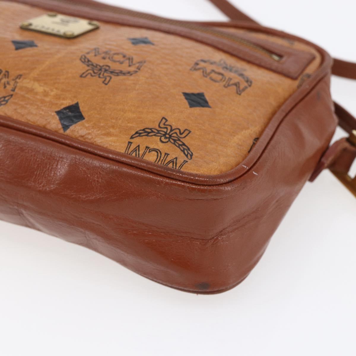 MCM Logogram Vicetos Shoulder Bag PVC Leather Brown Gold Auth BA8428