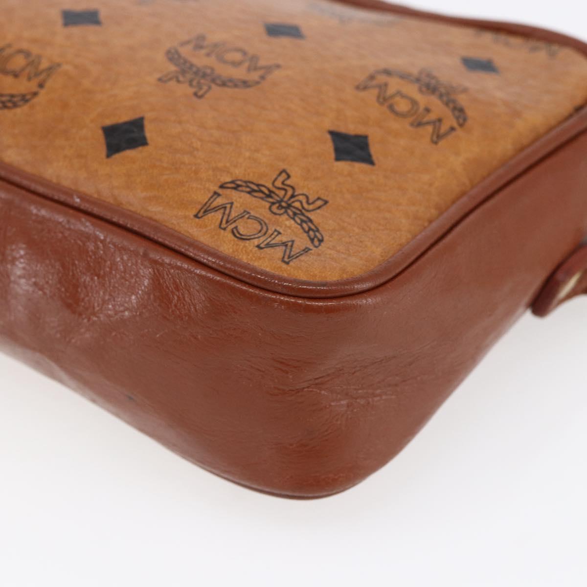 MCM Logogram Vicetos Shoulder Bag PVC Leather Brown Gold Auth BA8428