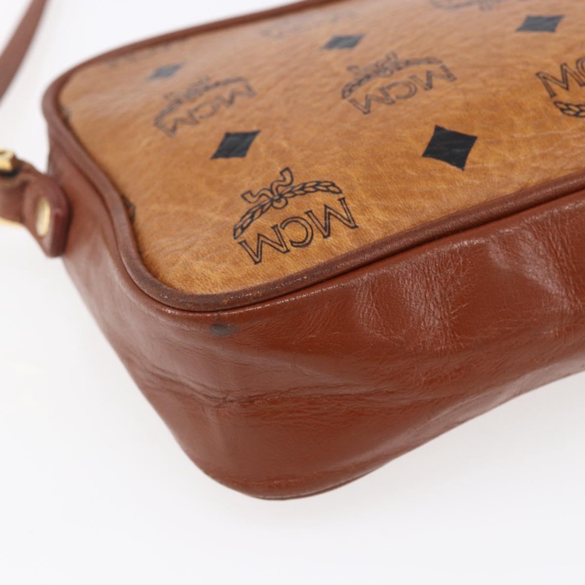 MCM Logogram Vicetos Shoulder Bag PVC Leather Brown Gold Auth BA8428