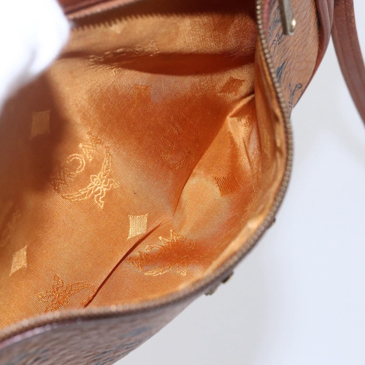 MCM Logogram Vicetos Shoulder Bag PVC Leather Brown Gold Auth BA8428