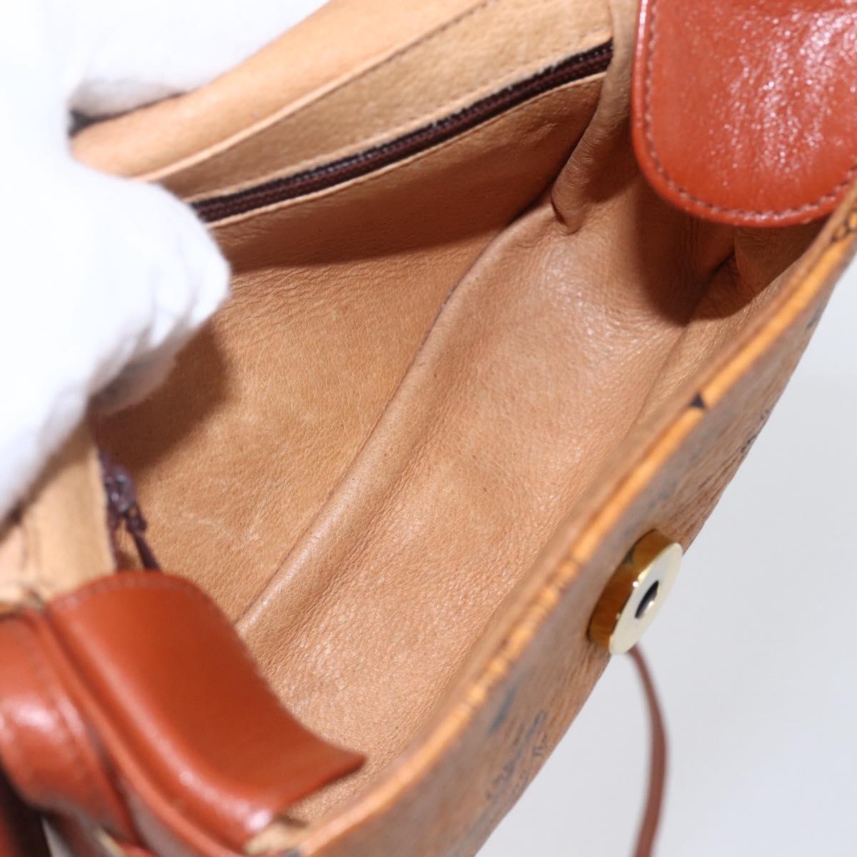 MCM Logogram Vicetos Shoulder Bag PVC Leather Brown Gold Auth BA8429