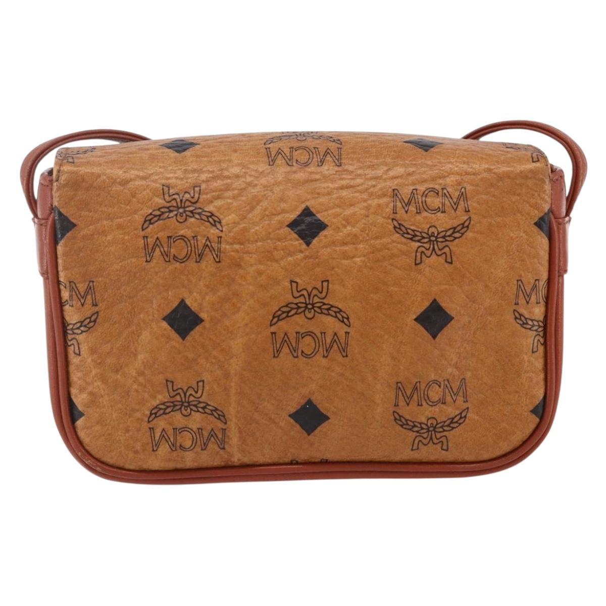 MCM Logogram Vicetos Shoulder Bag PVC Leather Brown Gold Auth BA8429