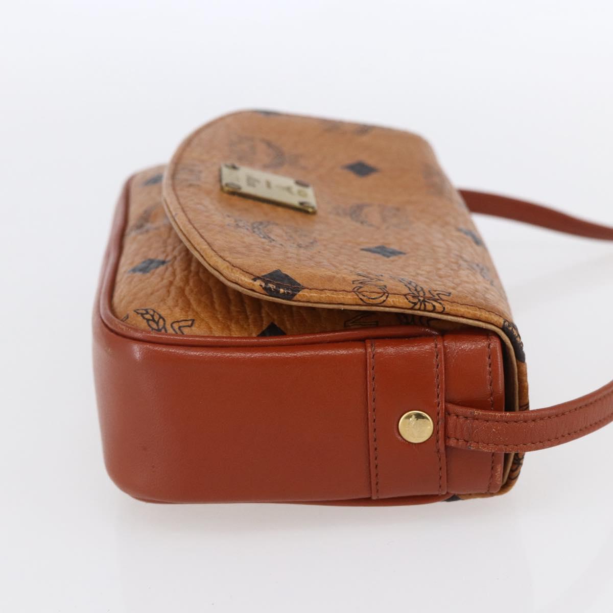 MCM Logogram Vicetos Shoulder Bag PVC Leather Brown Gold Auth BA8429