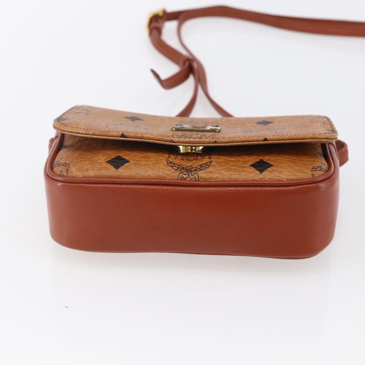 MCM Logogram Vicetos Shoulder Bag PVC Leather Brown Gold Auth BA8429