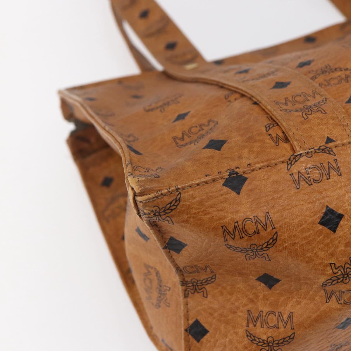 MCM Logogram Vicetos Tote Bag PVC Leather Brown Gold Auth BA8430