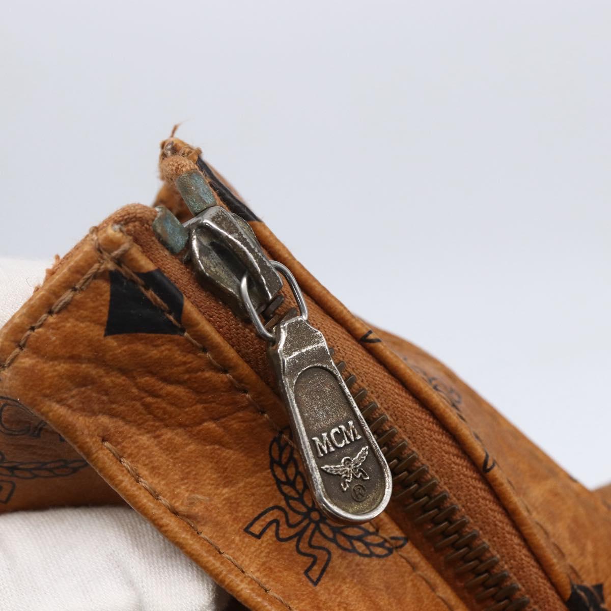 MCM Logogram Vicetos Tote Bag PVC Leather Brown Gold Auth BA8430