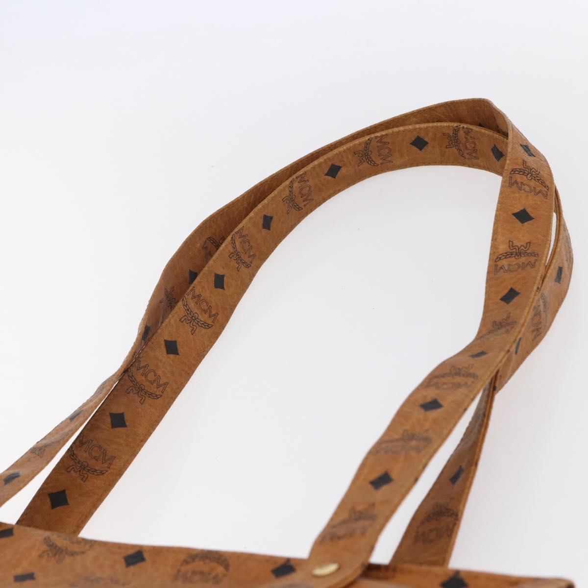 MCM Logogram Vicetos Tote Bag PVC Leather Brown Gold Auth BA8430
