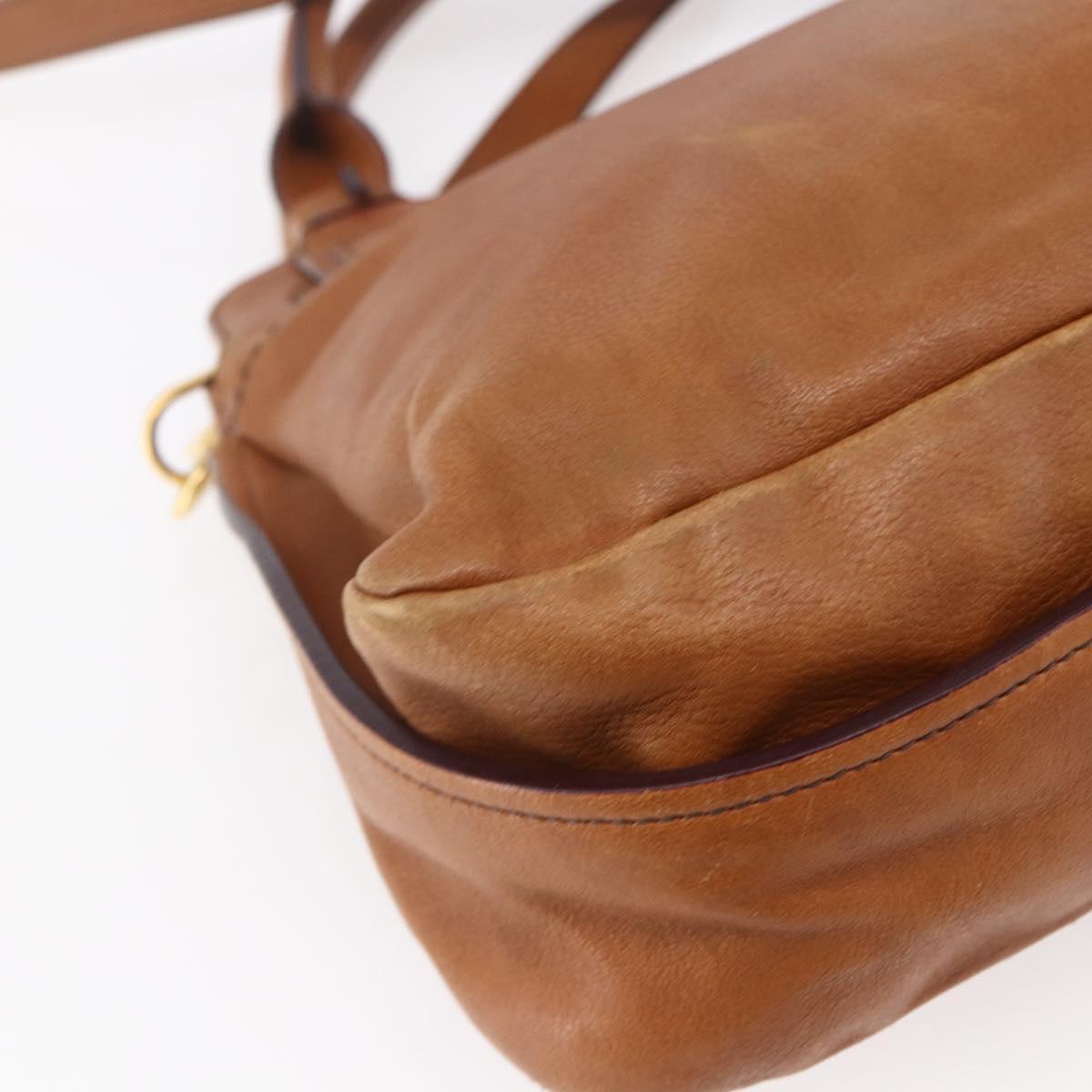 Chloe Margaret Hand Bag Leather 2way Brown Gold Auth BA8432