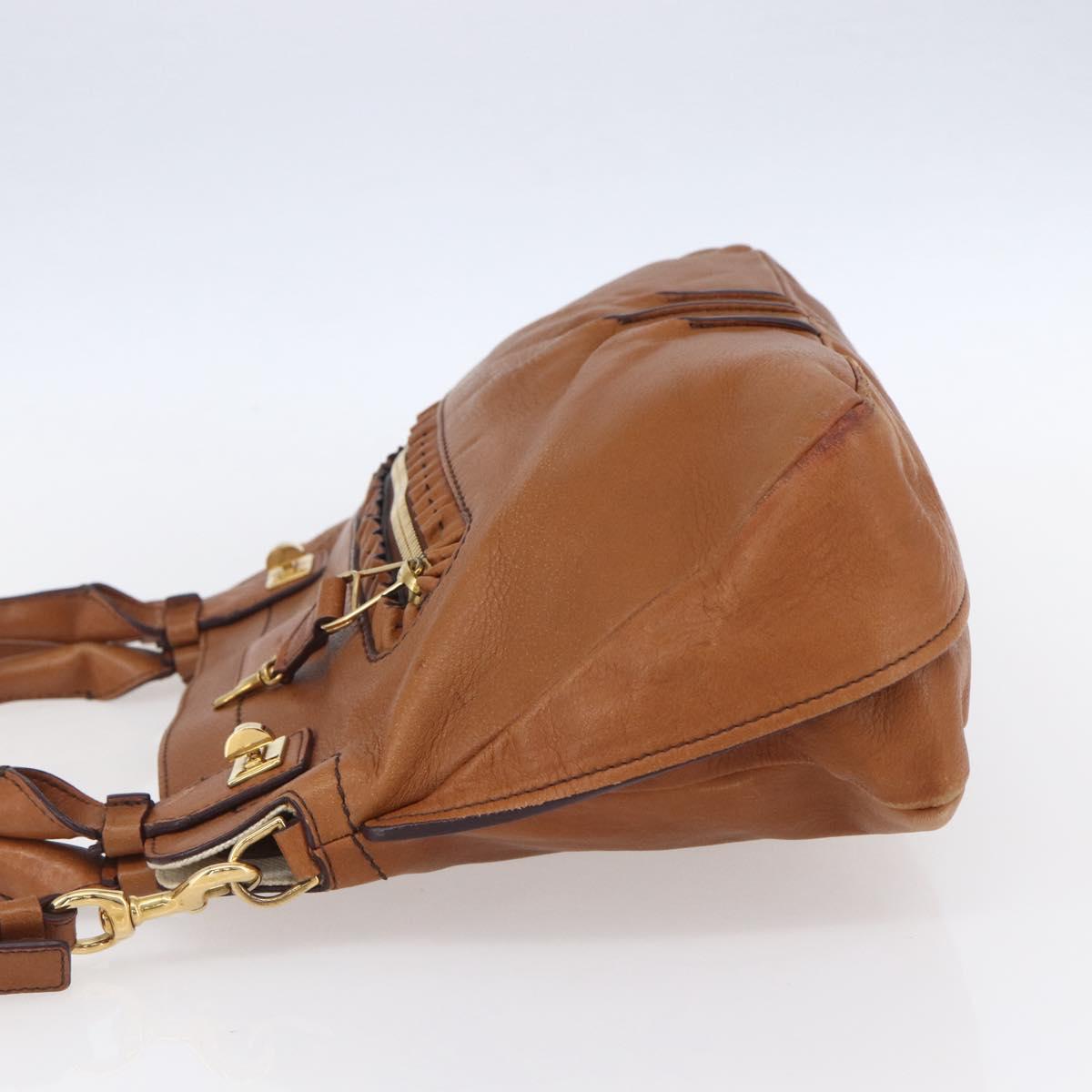 Chloe Margaret Hand Bag Leather 2way Brown Gold Auth BA8432