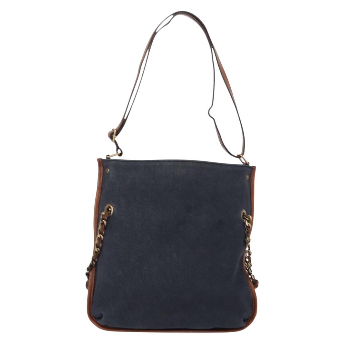 Chloe Shoulder Bag Denim Blue Gold Auth BA8433