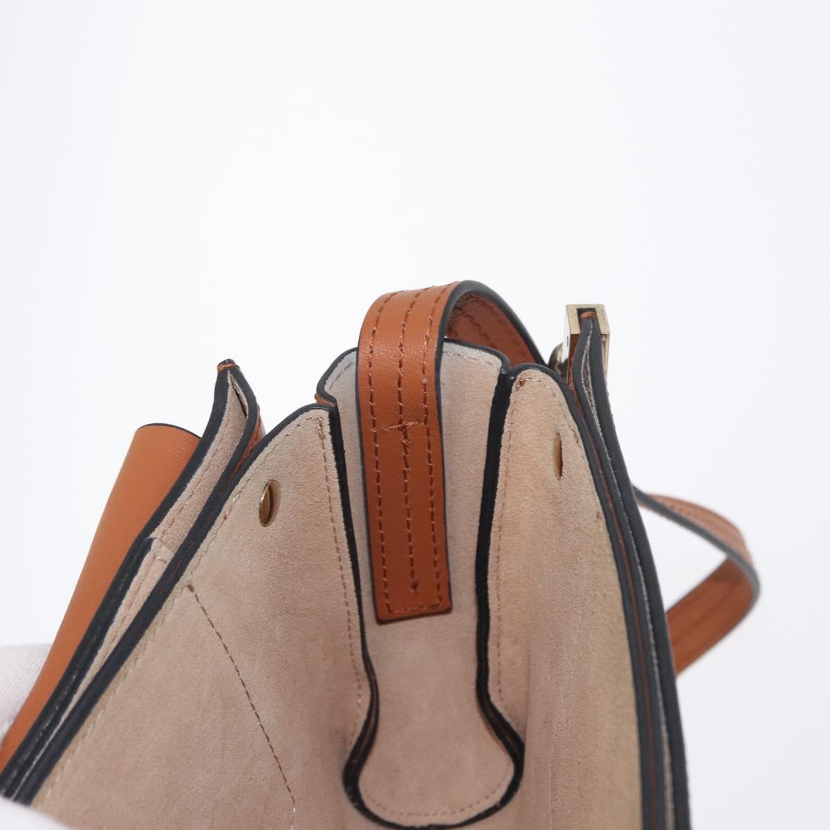 Chloe Fay Shoulder Bag Suede Leather Brown Gold Auth BA8434
