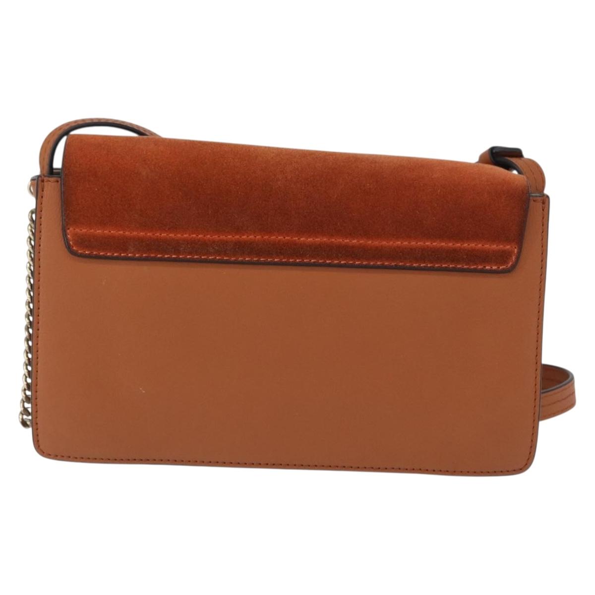Chloe Fay Shoulder Bag Suede Leather Brown Gold Auth BA8434