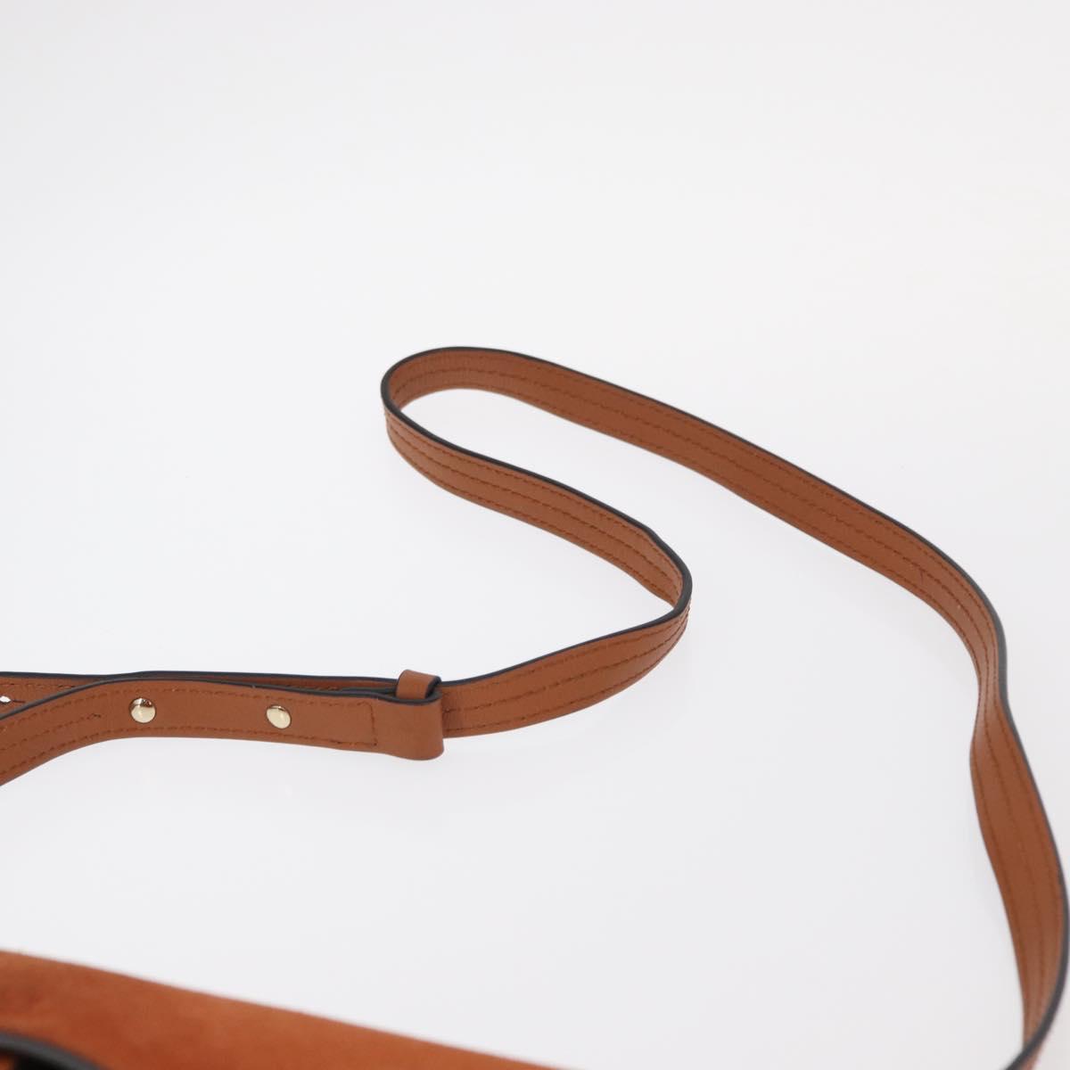 Chloe Fay Shoulder Bag Suede Leather Brown Gold Auth BA8434