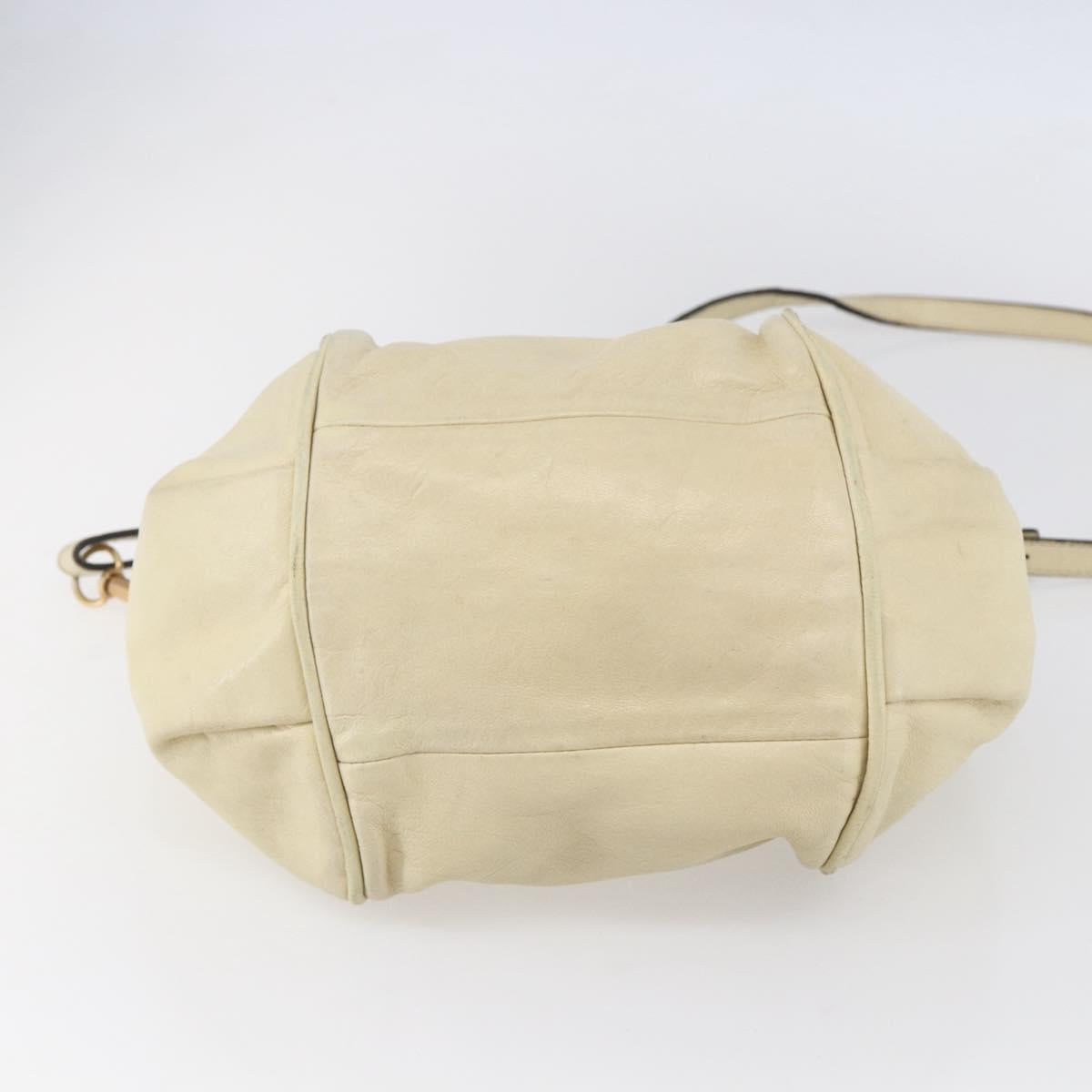Chloe Etel Hand Bag Leather 2way White Gold Auth BA8435