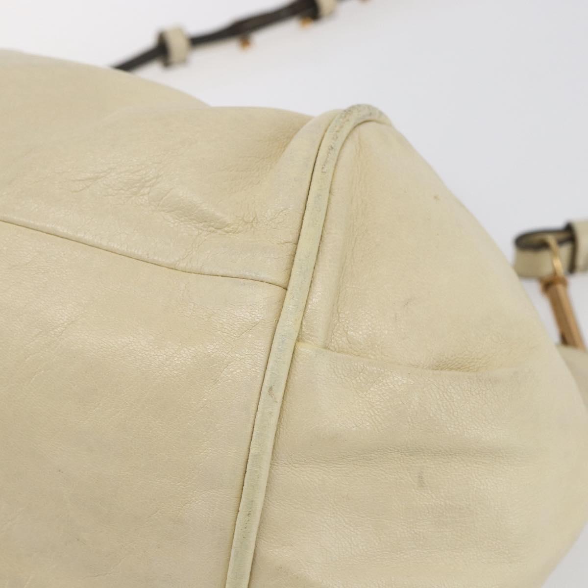 Chloe Etel Hand Bag Leather 2way White Gold Auth BA8435