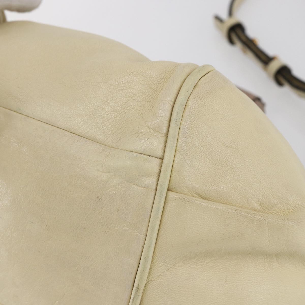 Chloe Etel Hand Bag Leather 2way White Gold Auth BA8435