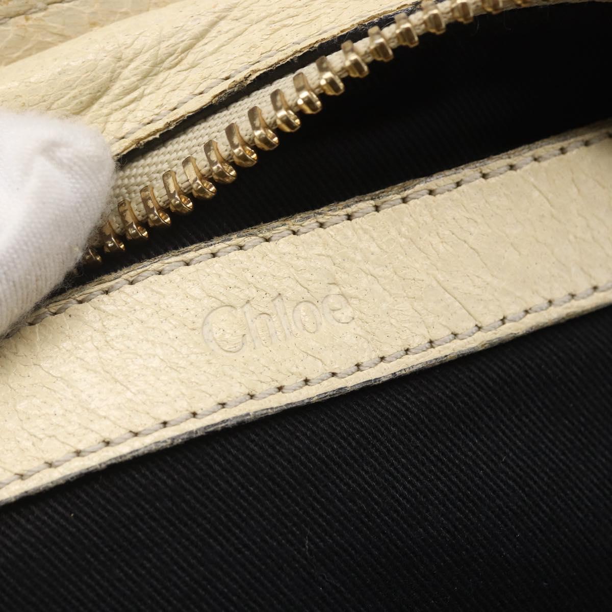 Chloe Etel Hand Bag Leather 2way White Gold Auth BA8435