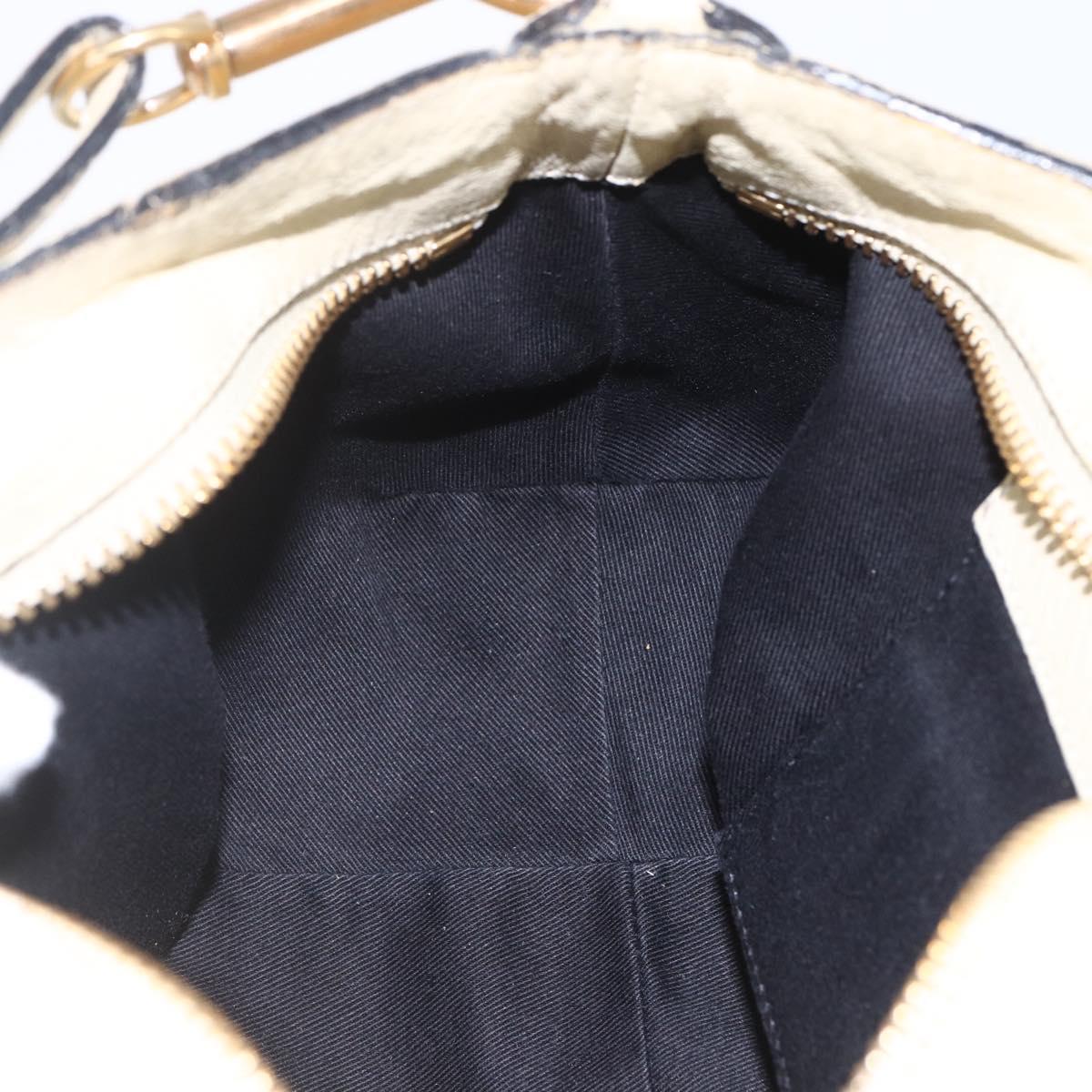 Chloe Etel Hand Bag Leather 2way White Gold Auth BA8435