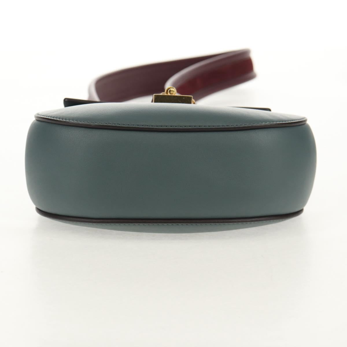 Chloe Chain Drew Shoulder Bag Leather Blue Gold Auth BA8436V