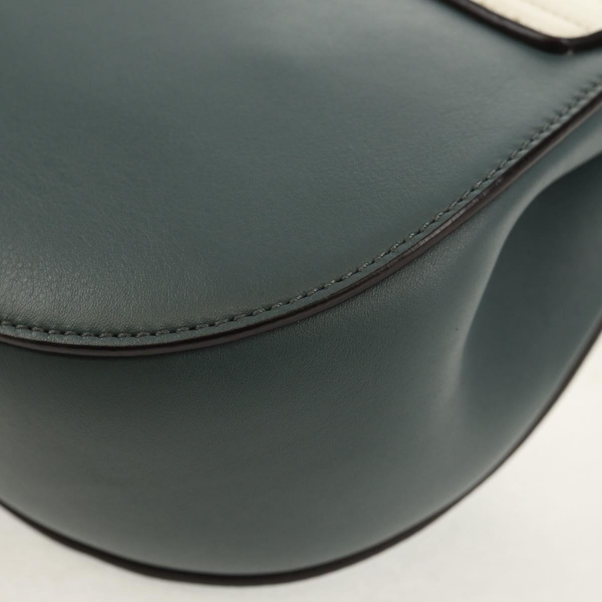 Chloe Chain Drew Shoulder Bag Leather Blue Gold Auth BA8436V