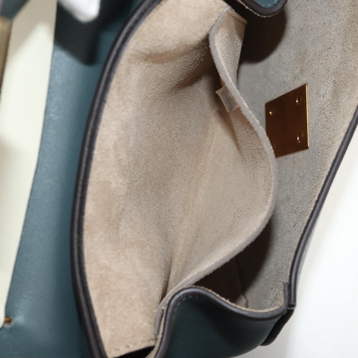 Chloe Chain Drew Shoulder Bag Leather Blue Gold Auth BA8436V