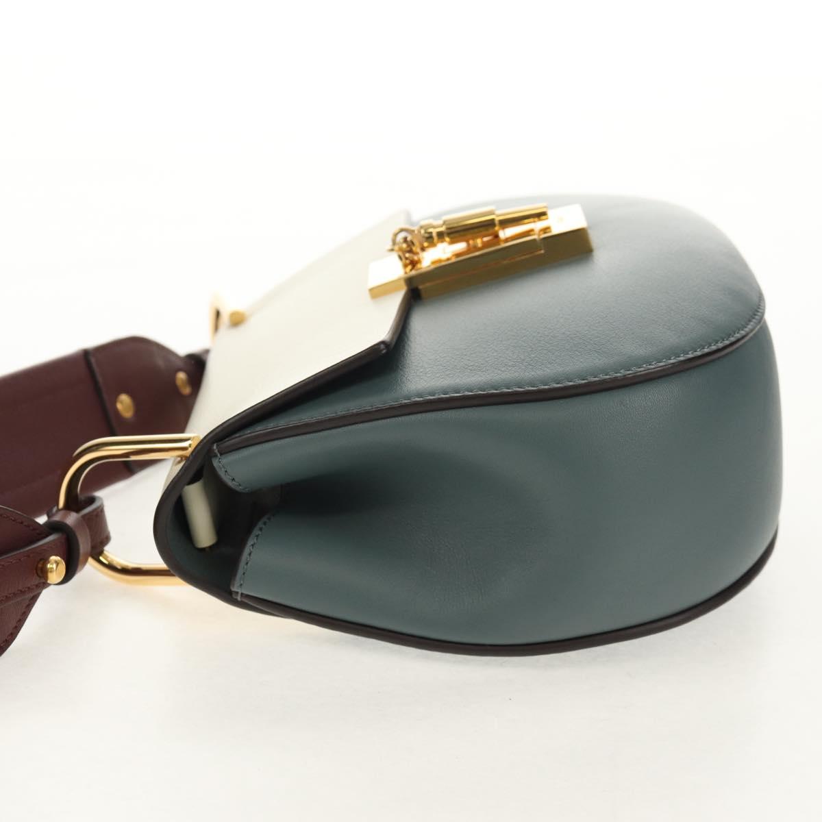 Chloe Chain Drew Shoulder Bag Leather Blue Gold Auth BA8436V