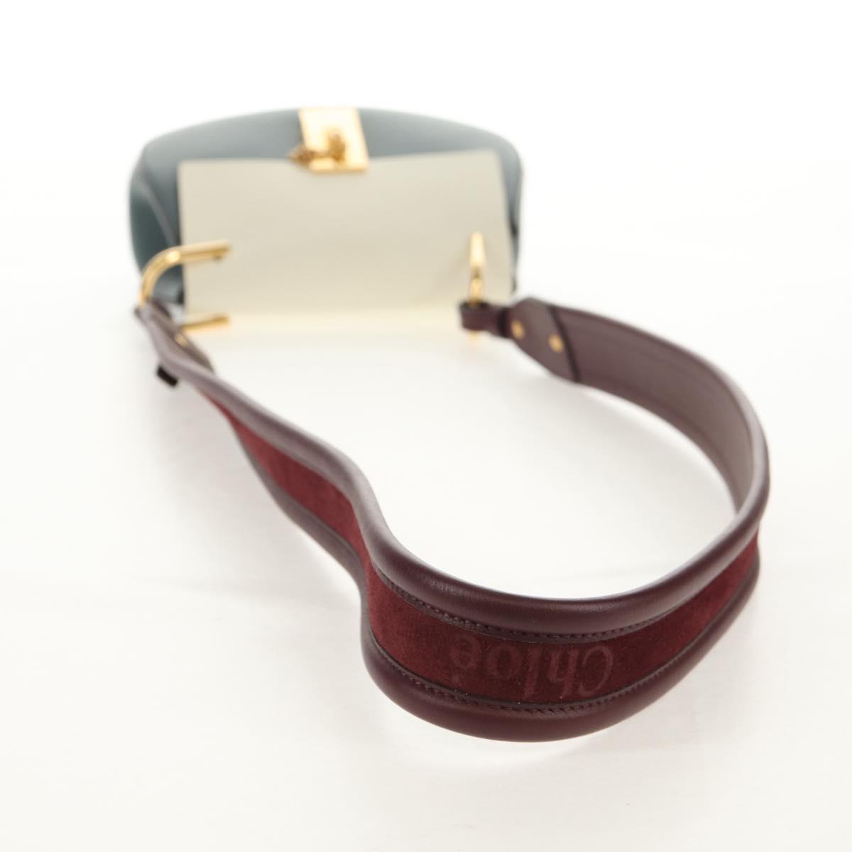 Chloe Chain Drew Shoulder Bag Leather Blue Gold Auth BA8436V