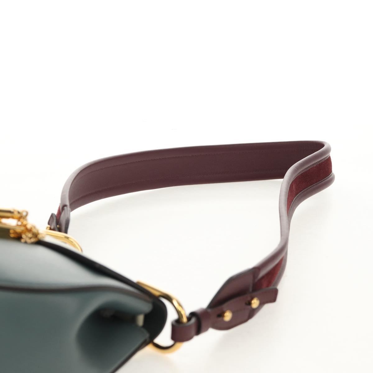 Chloe Chain Drew Shoulder Bag Leather Blue Gold Auth BA8436V