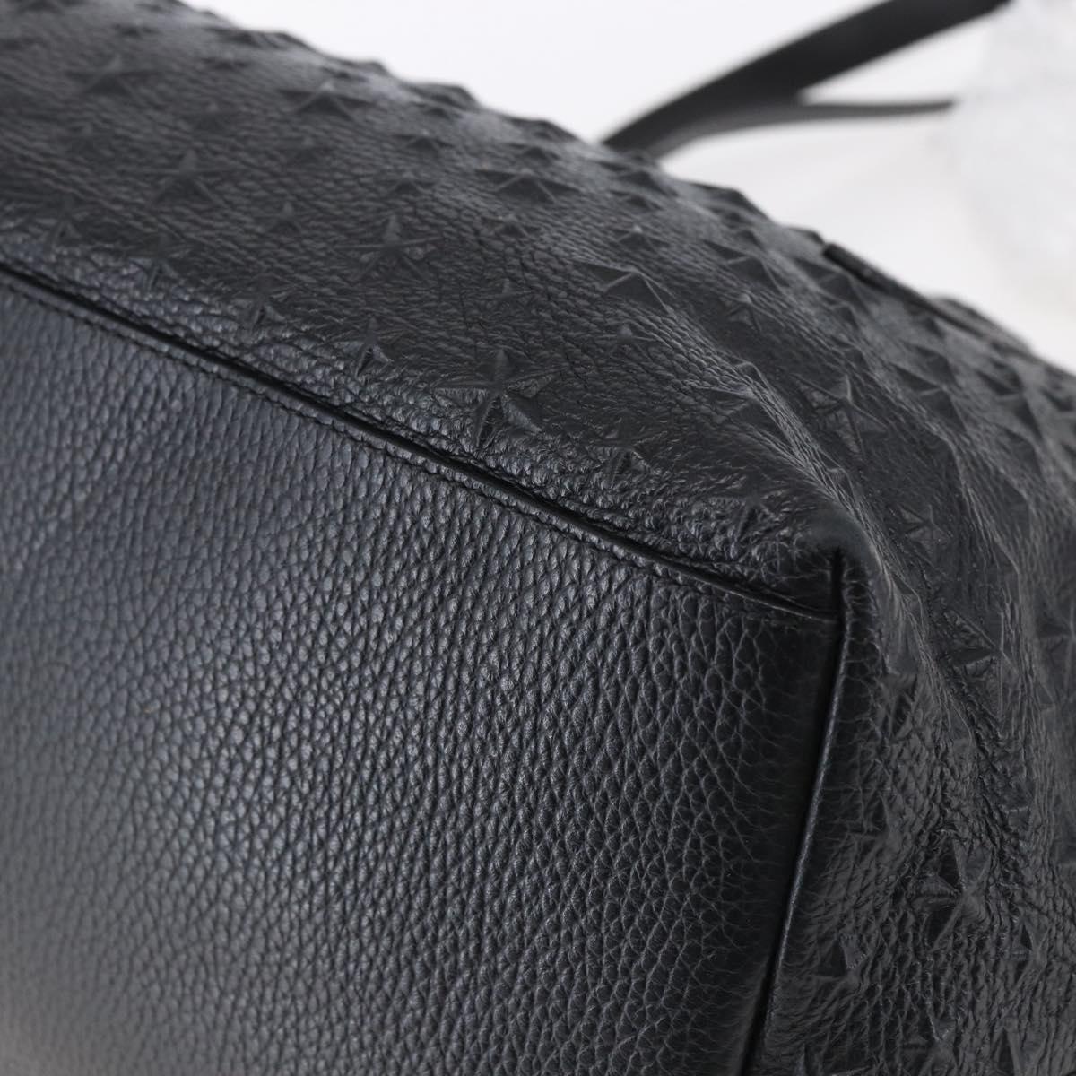 Jimmy Choo Studs Tote Bag Leather Black Gold Auth BA8437