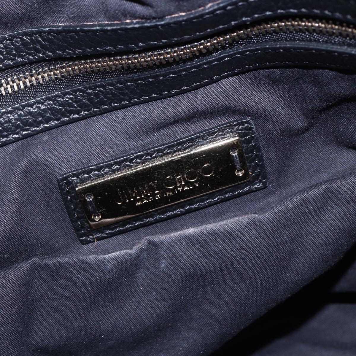 Jimmy Choo Studs Tote Bag Leather Black Gold Auth BA8437