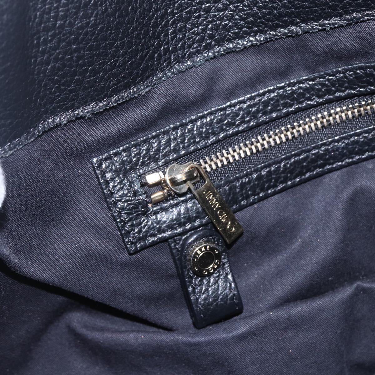 Jimmy Choo Studs Tote Bag Leather Black Gold Auth BA8437