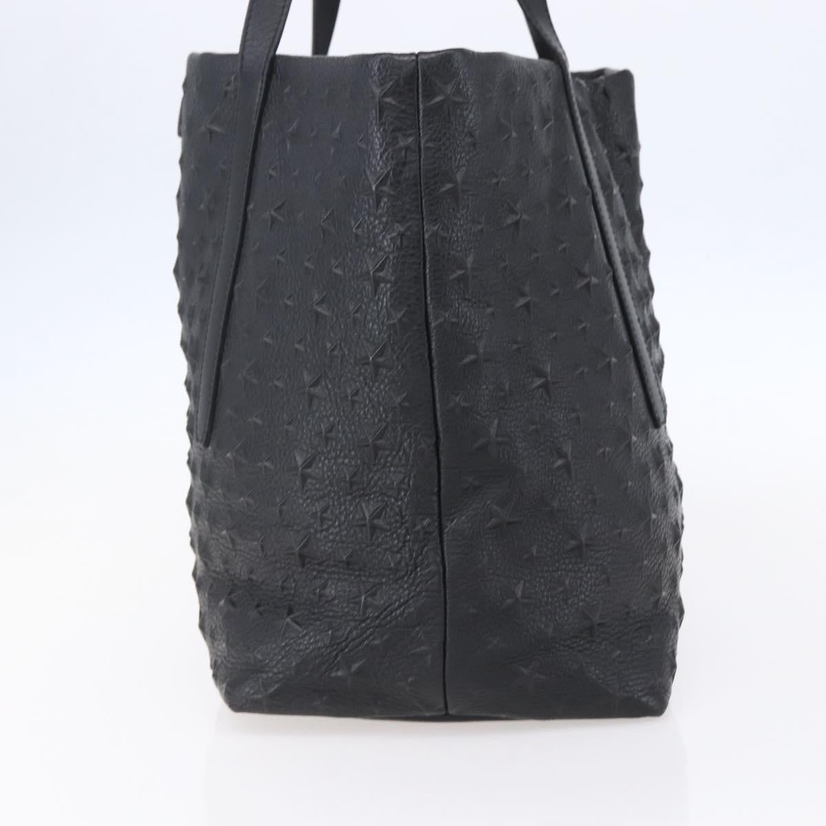 Jimmy Choo Studs Tote Bag Leather Black Gold Auth BA8437