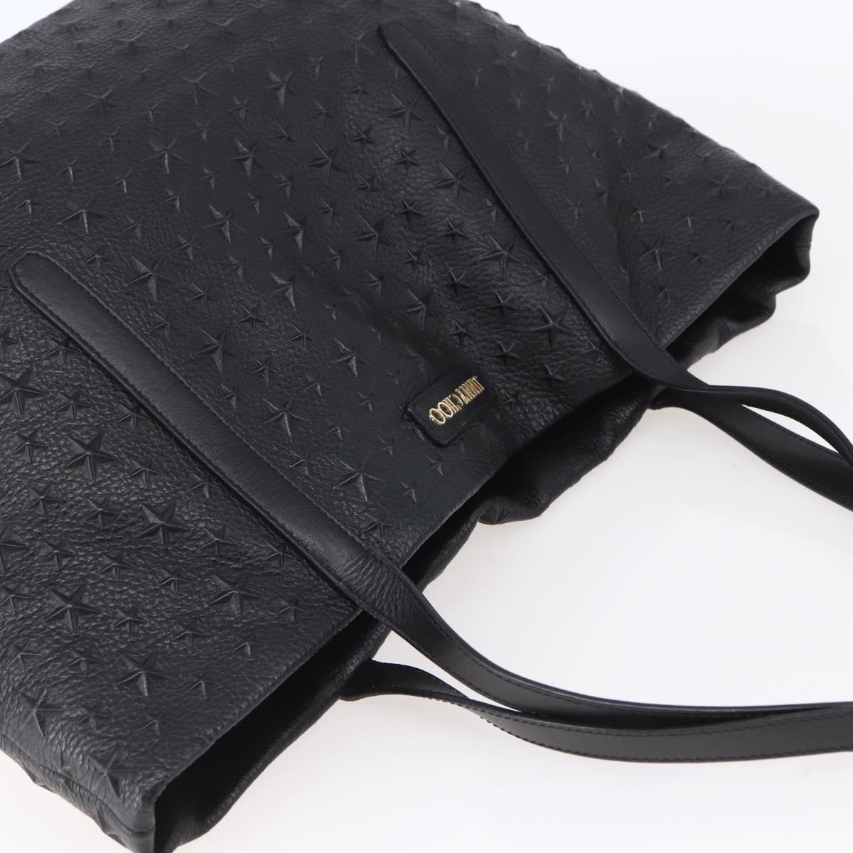 Jimmy Choo Studs Tote Bag Leather Black Gold Auth BA8437