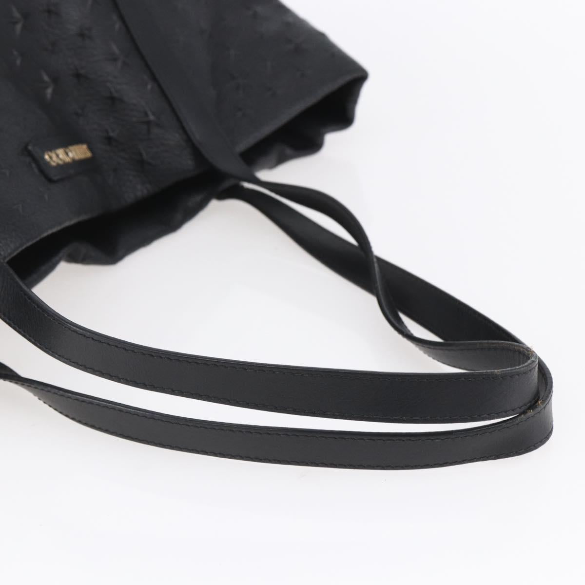 Jimmy Choo Studs Tote Bag Leather Black Gold Auth BA8437