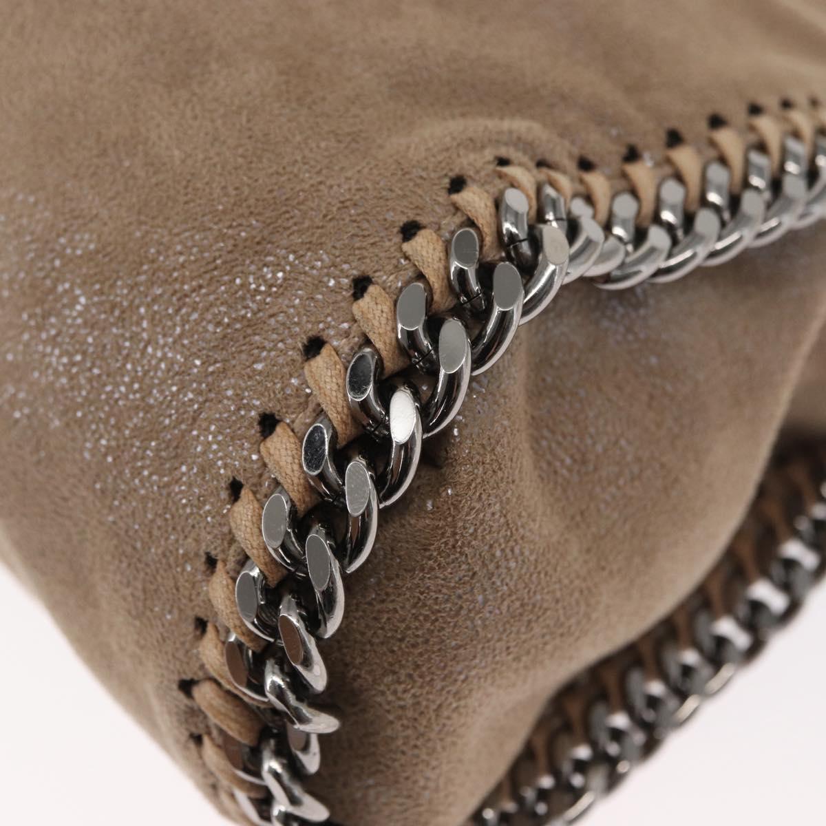 Stella MacCartney Chain Falabella Bag polyester Beige Silver 371223 Auth BA8438