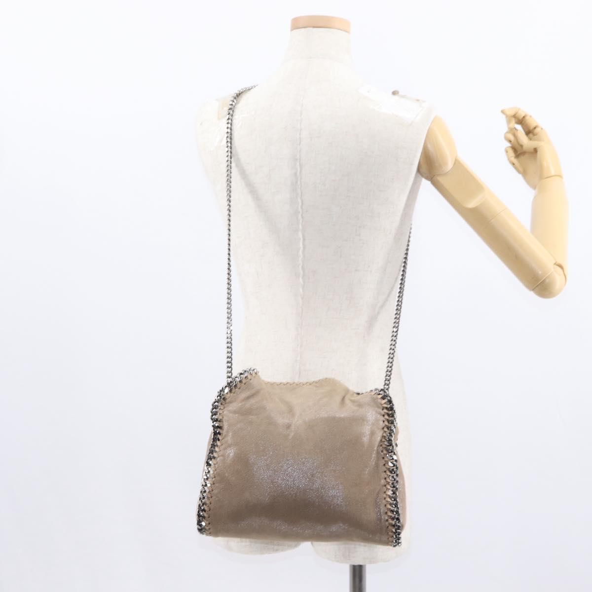 Stella MacCartney Chain Falabella Bag polyester Beige Silver 371223 Auth BA8438