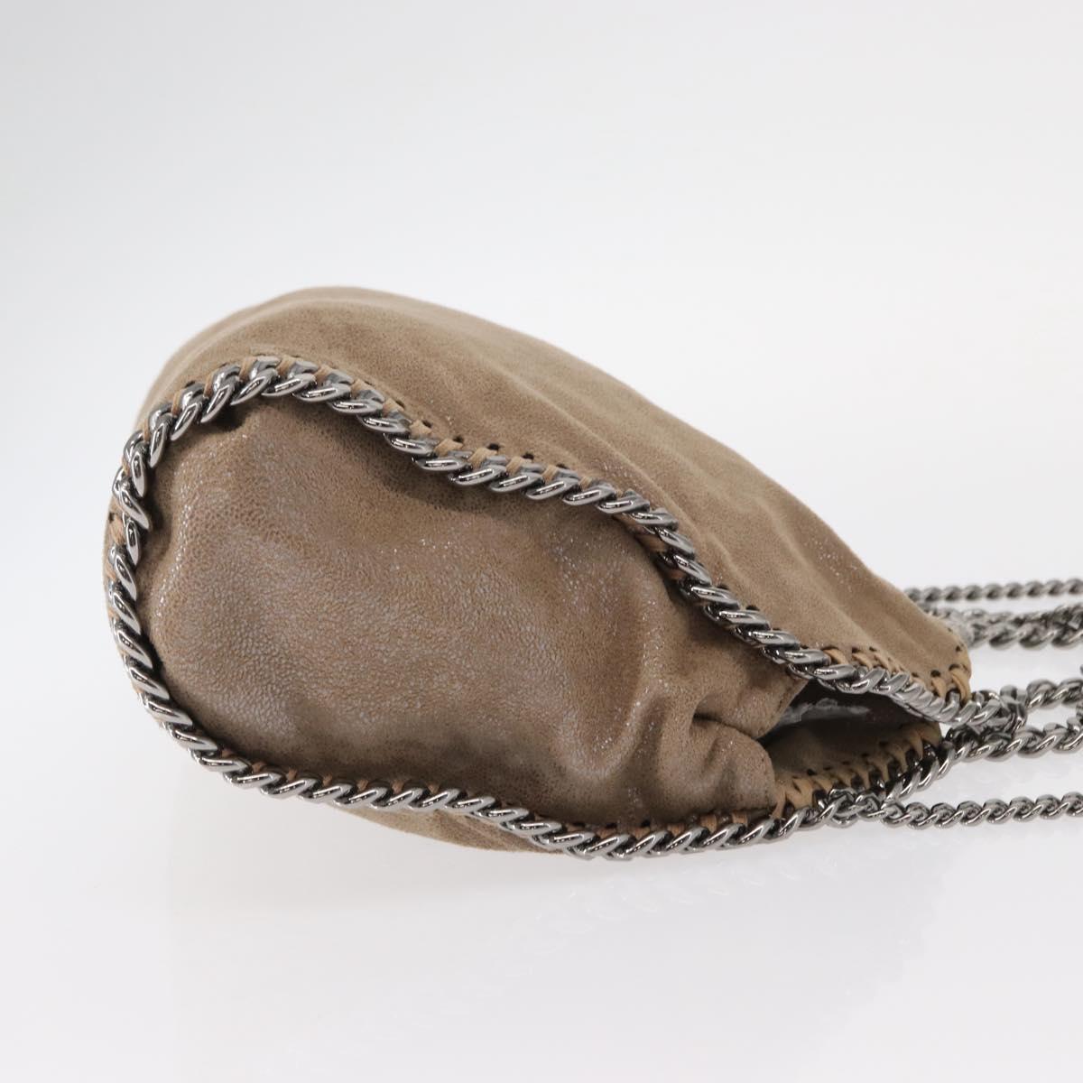 Stella MacCartney Chain Falabella Bag polyester Beige Silver 371223 Auth BA8438