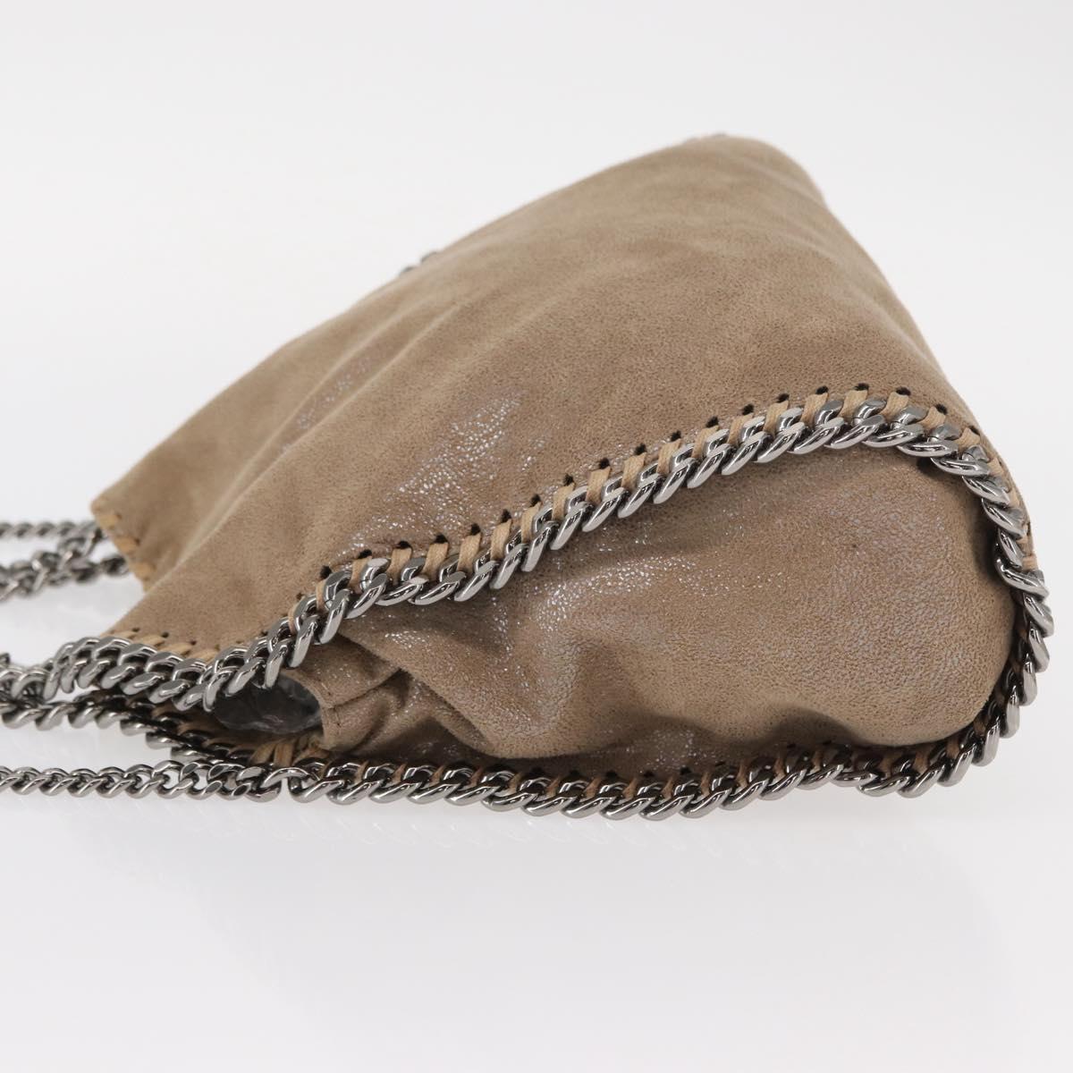 Stella MacCartney Chain Falabella Bag polyester Beige Silver 371223 Auth BA8438