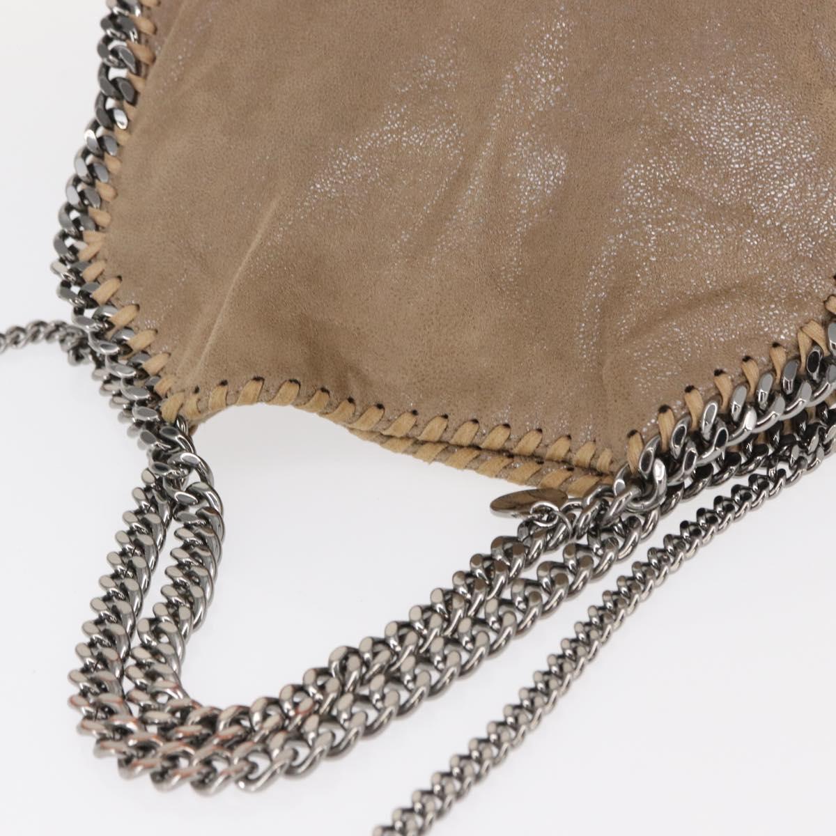 Stella MacCartney Chain Falabella Bag polyester Beige Silver 371223 Auth BA8438