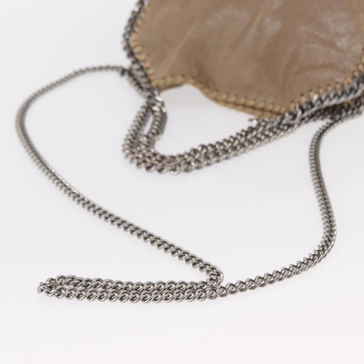Stella MacCartney Chain Falabella Bag polyester Beige Silver 371223 Auth BA8438