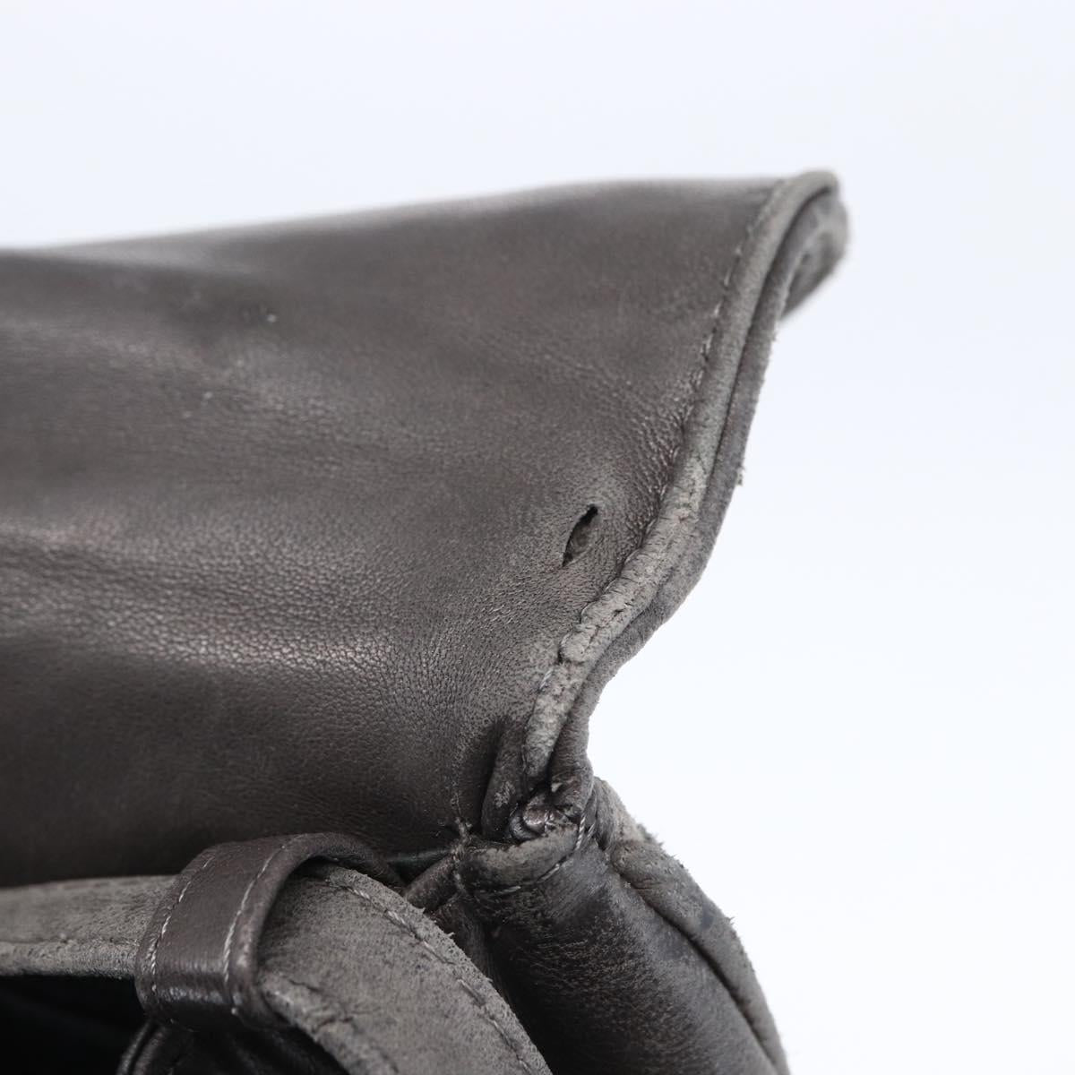 BALLY Shoulder Bag Leather Gray Gold Auth BA8439