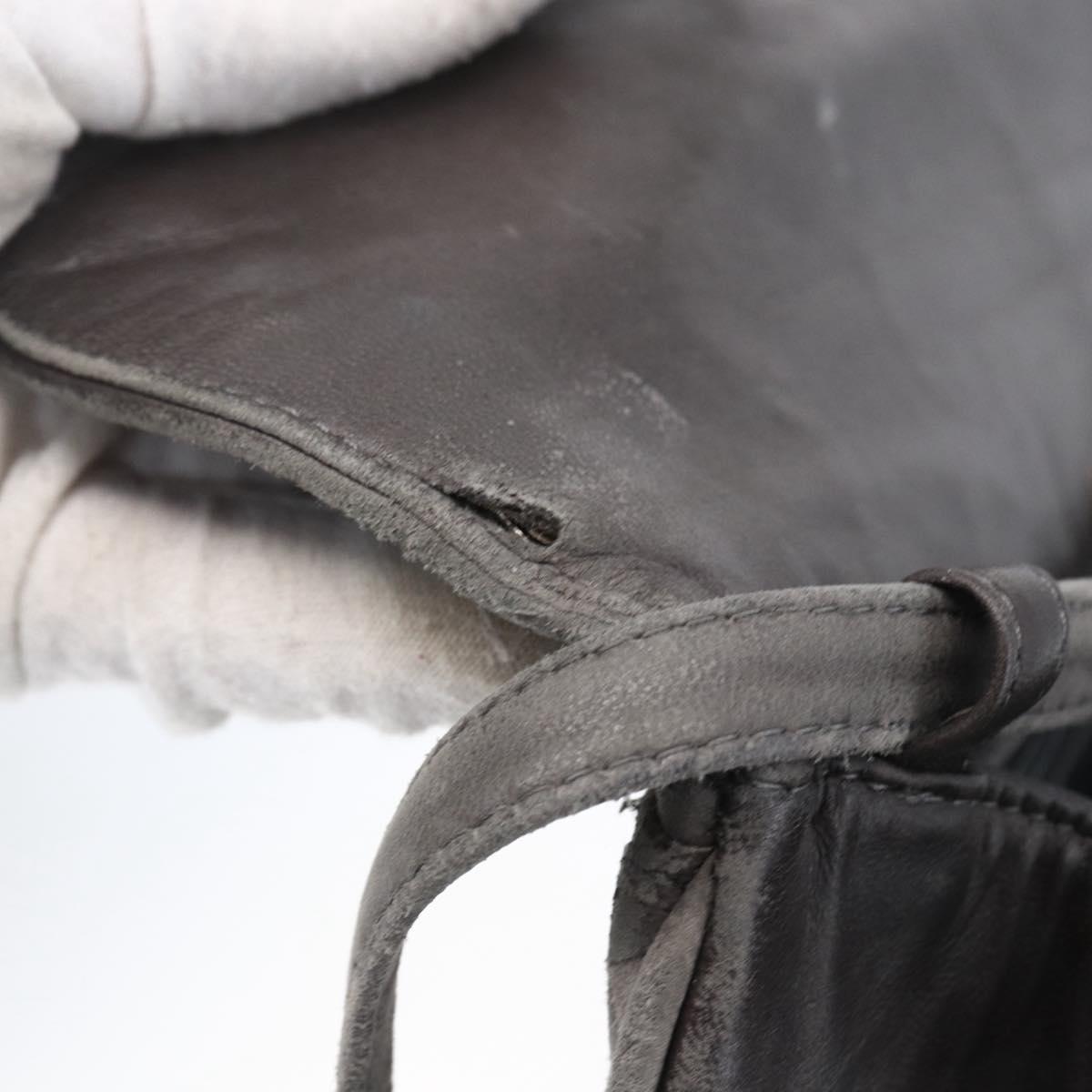 BALLY Shoulder Bag Leather Gray Gold Auth BA8439