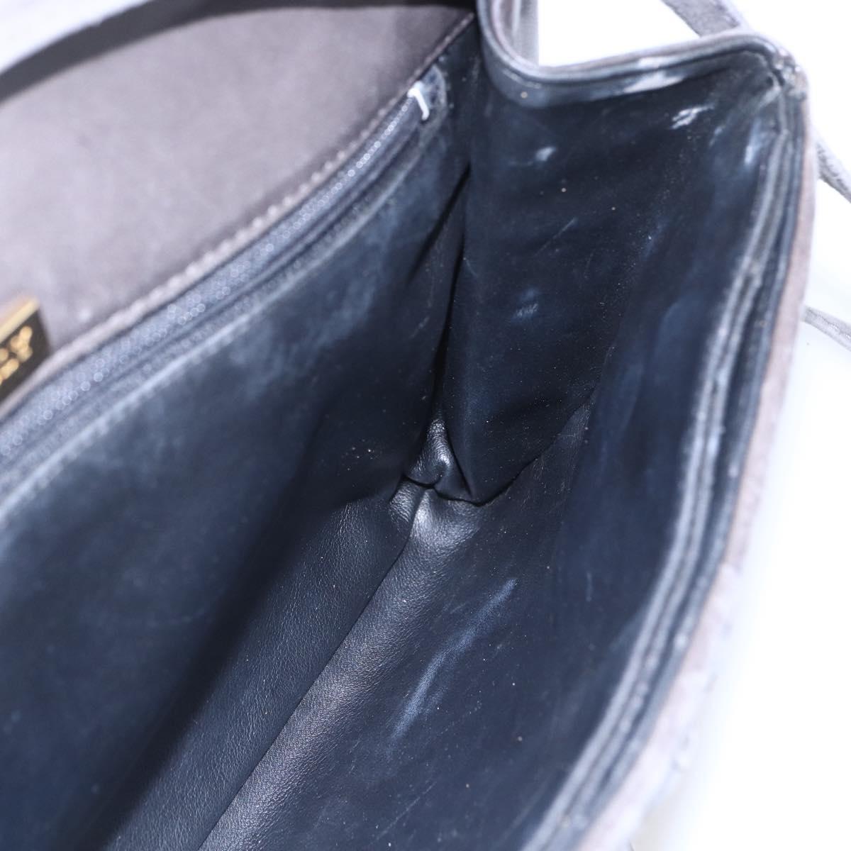 BALLY Shoulder Bag Leather Gray Gold Auth BA8439