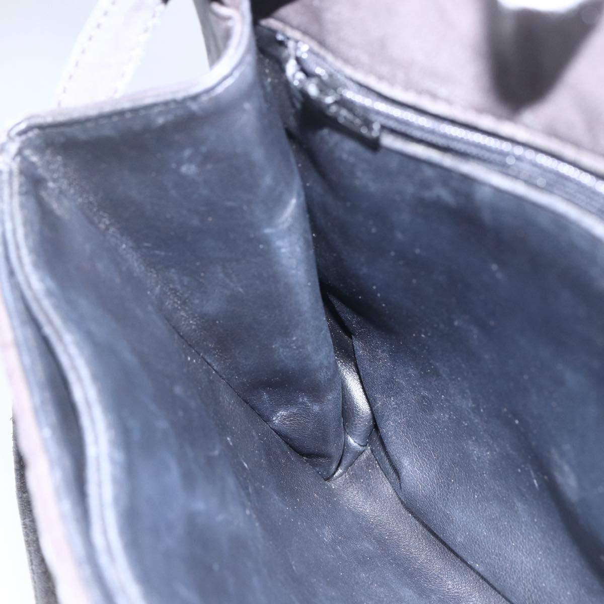 BALLY Shoulder Bag Leather Gray Gold Auth BA8439