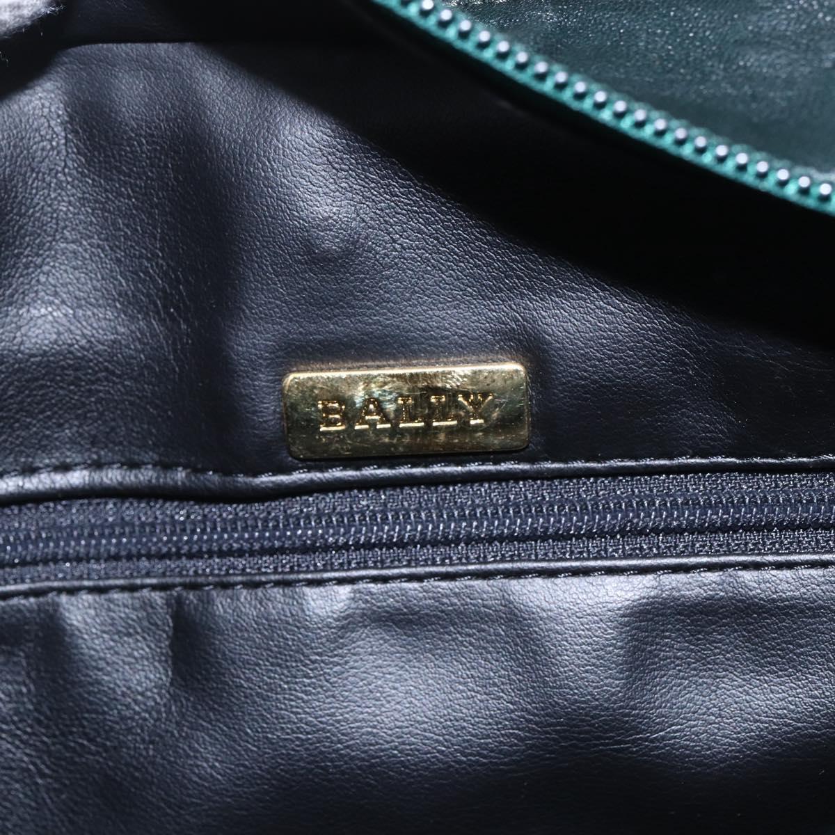 BALLY Hand Bag Leather Green Gold Auth BA8440