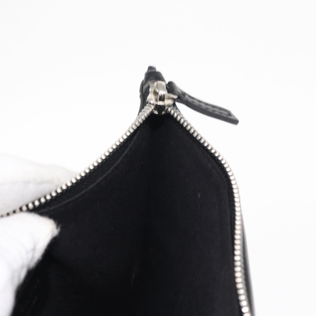 GIVENCHY Clutch Bag Leather Black Silver Auth BA8441
