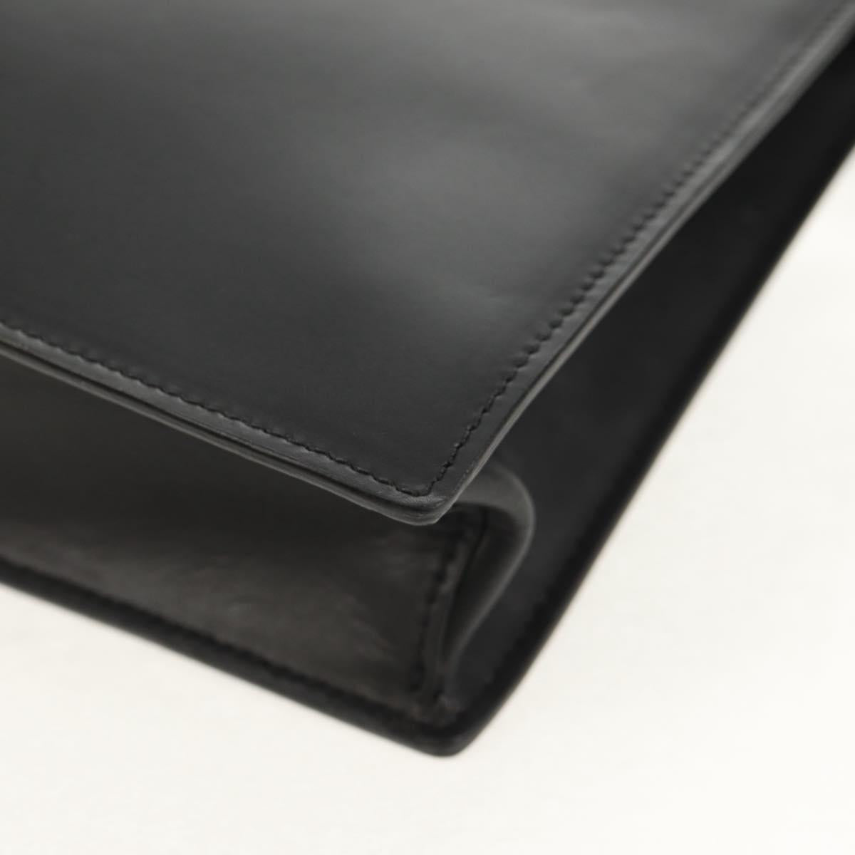 VALENTINO Clutch Bag Leather Black Silver Auth BA8442V