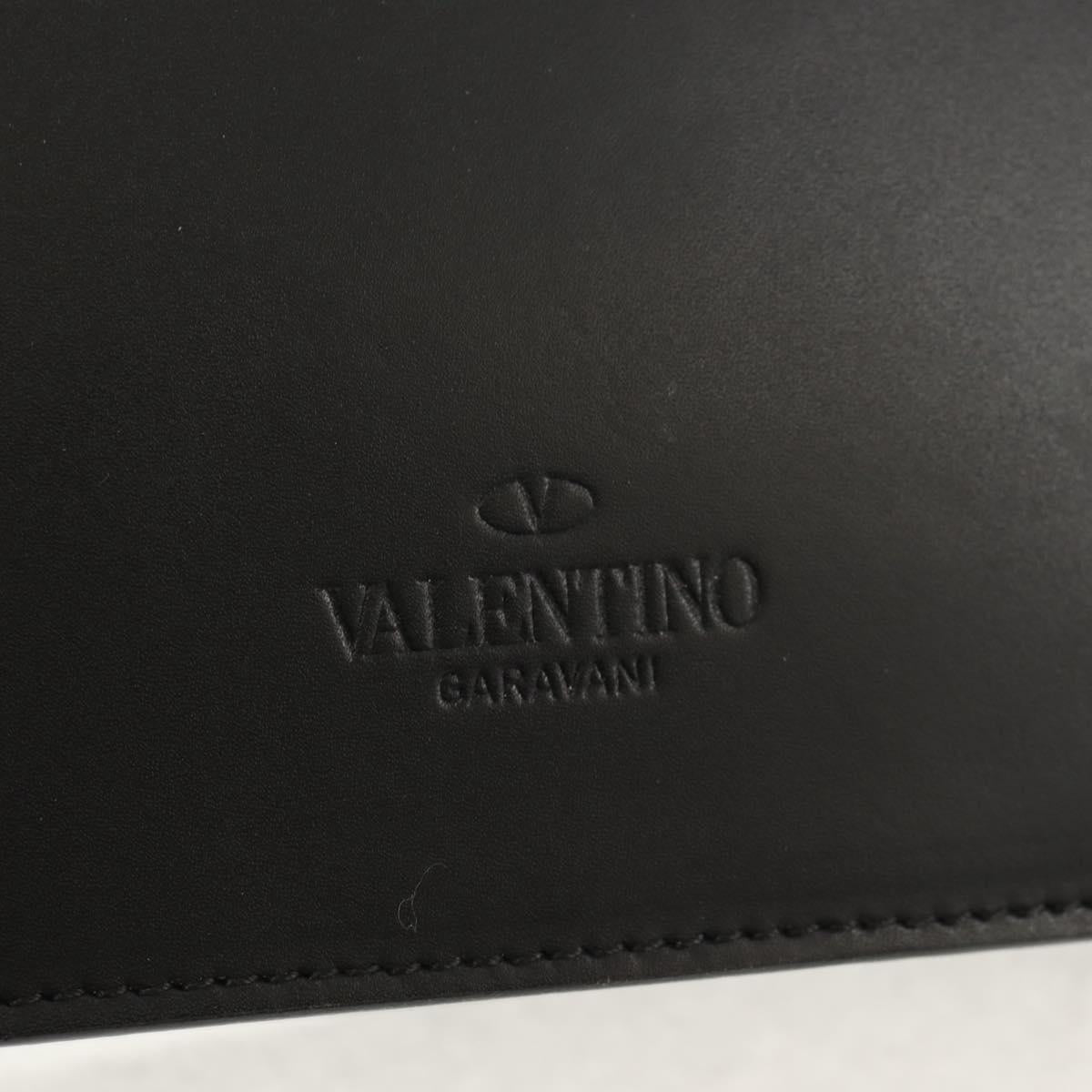 VALENTINO Clutch Bag Leather Black Silver Auth BA8442V