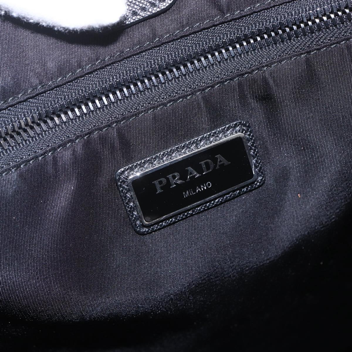PRADA Tote Bag Nylon White Black Silver Auth BA8444